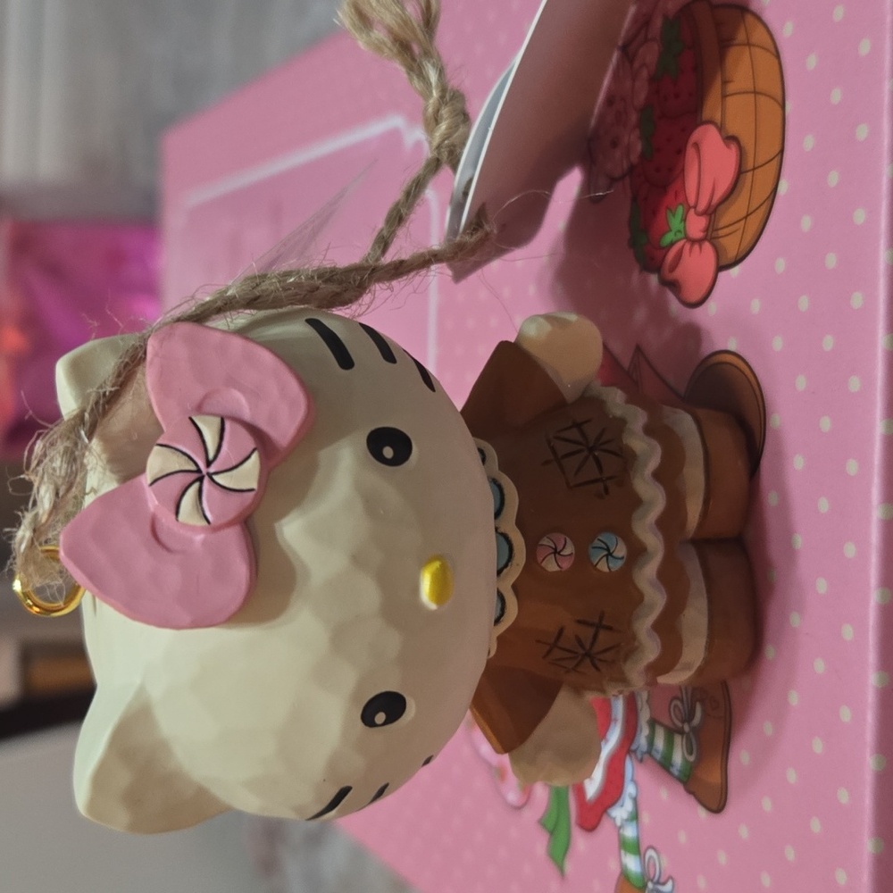 Hello Kitty Gingerbread Figure with Pink Bow Ornament